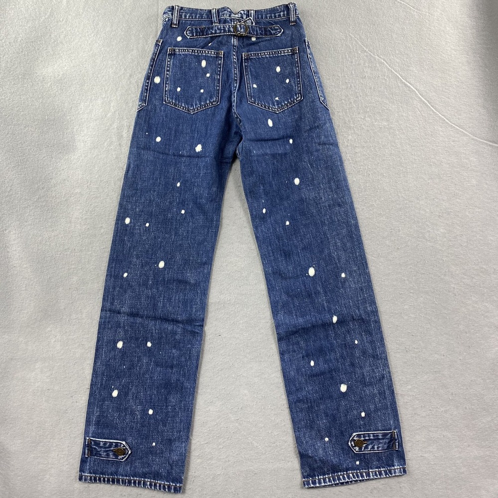 Sandrine Rose Jeans Womens 24 Blue Straight Wide Leg Button Fly Buckle Back - Picture 3 of 16